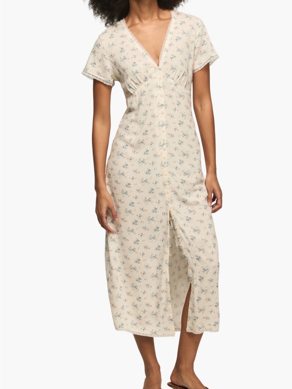 Lucky Brand Simone Midi Dress NWOT Floral Button Front Cottagecore Boho Size L
